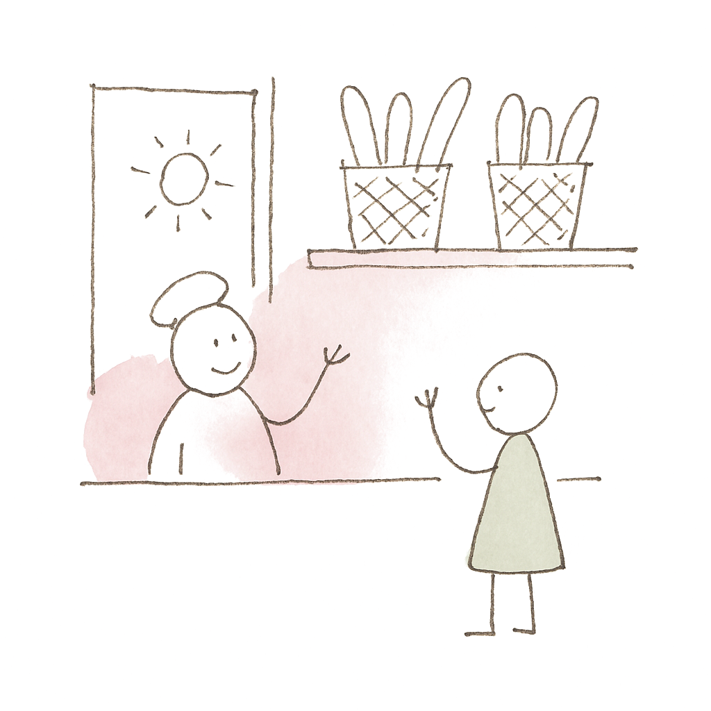 Sketch illustrating the French expression bonjour