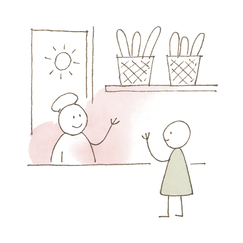 Sketch illustrating the French expression bonjour