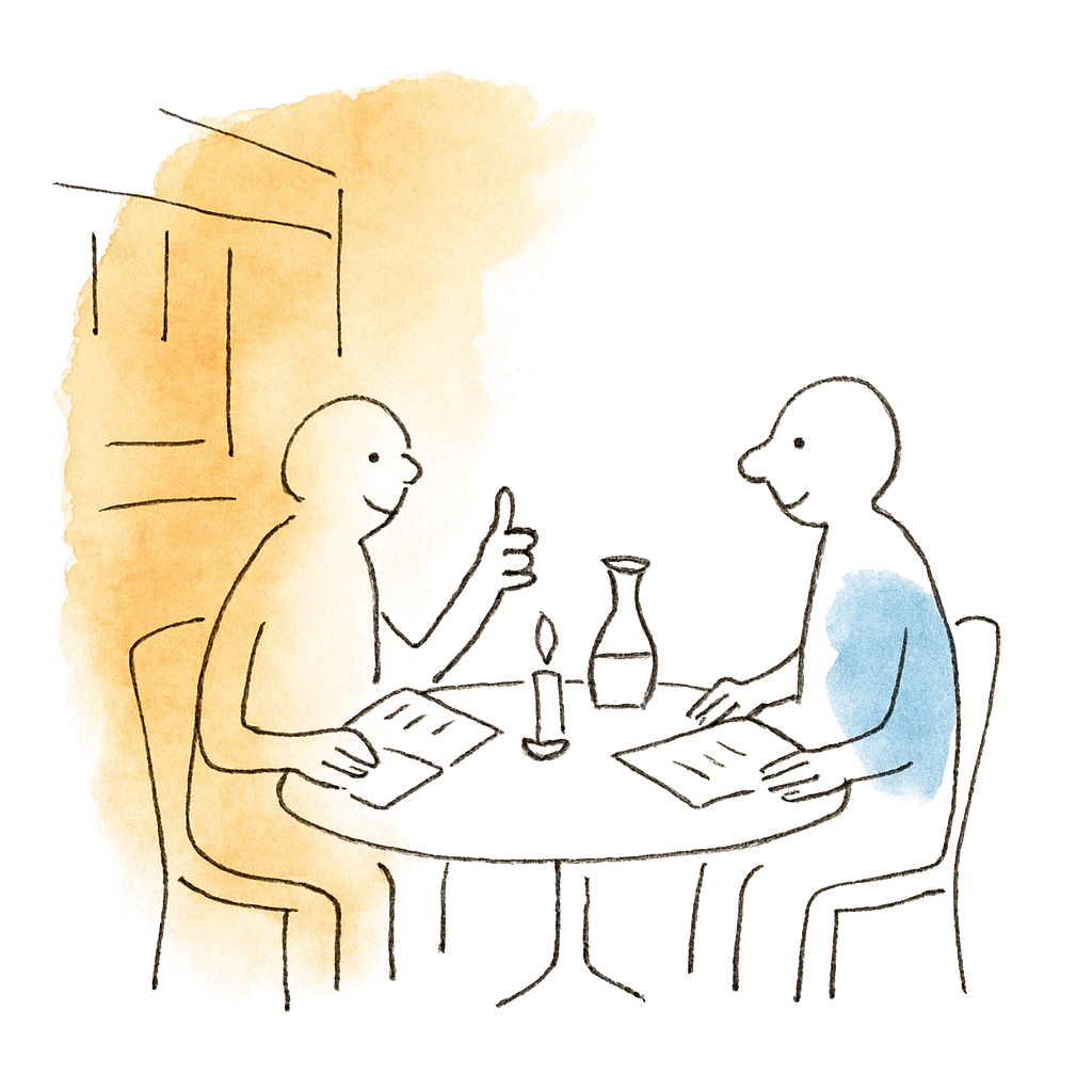 Sketch illustrating the French expression ça marche