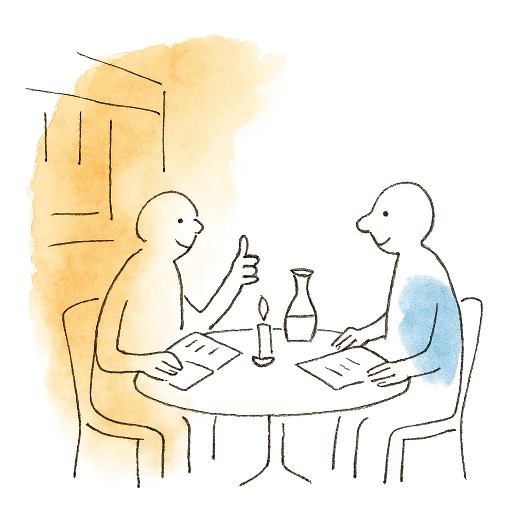 Sketch illustrating the French expression ça marche