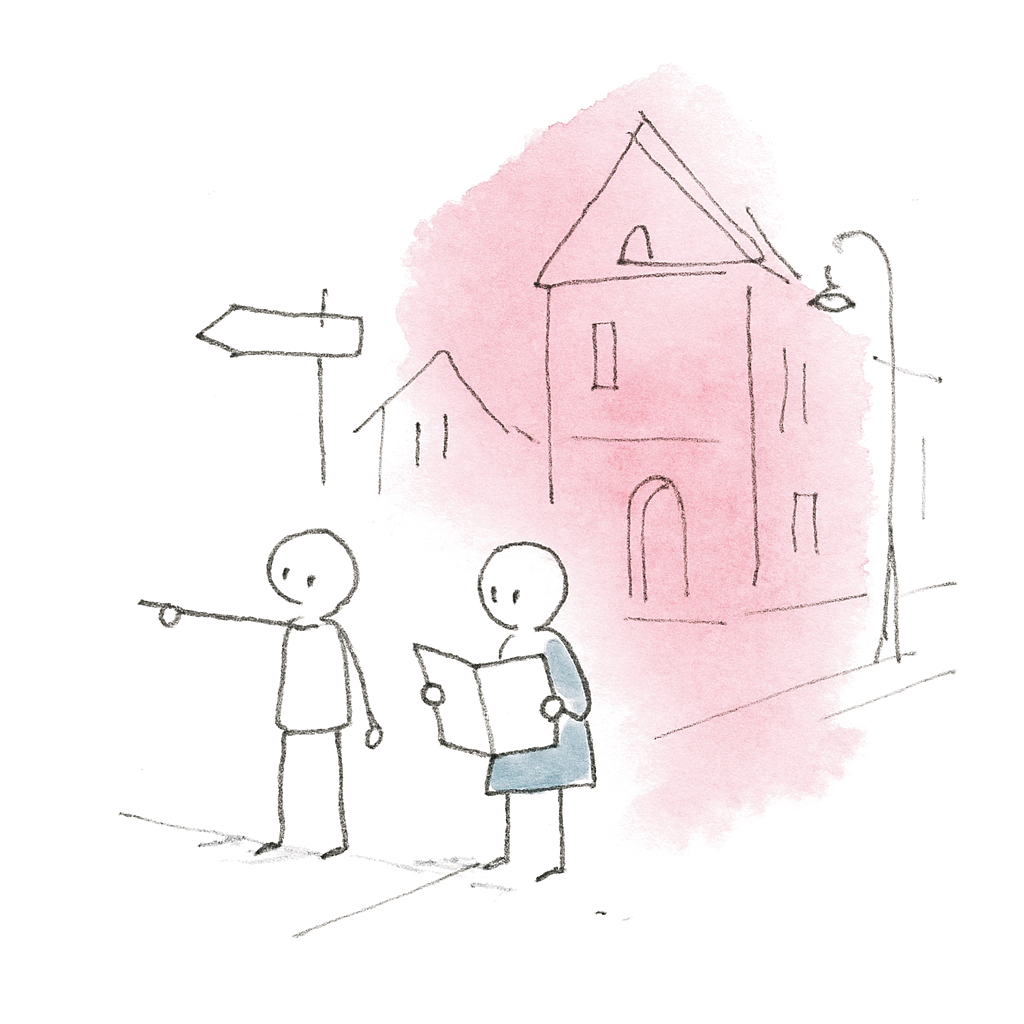 Sketch illustrating the French expression carrefour