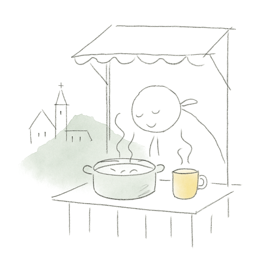 Sketch illustrating the French expression miam