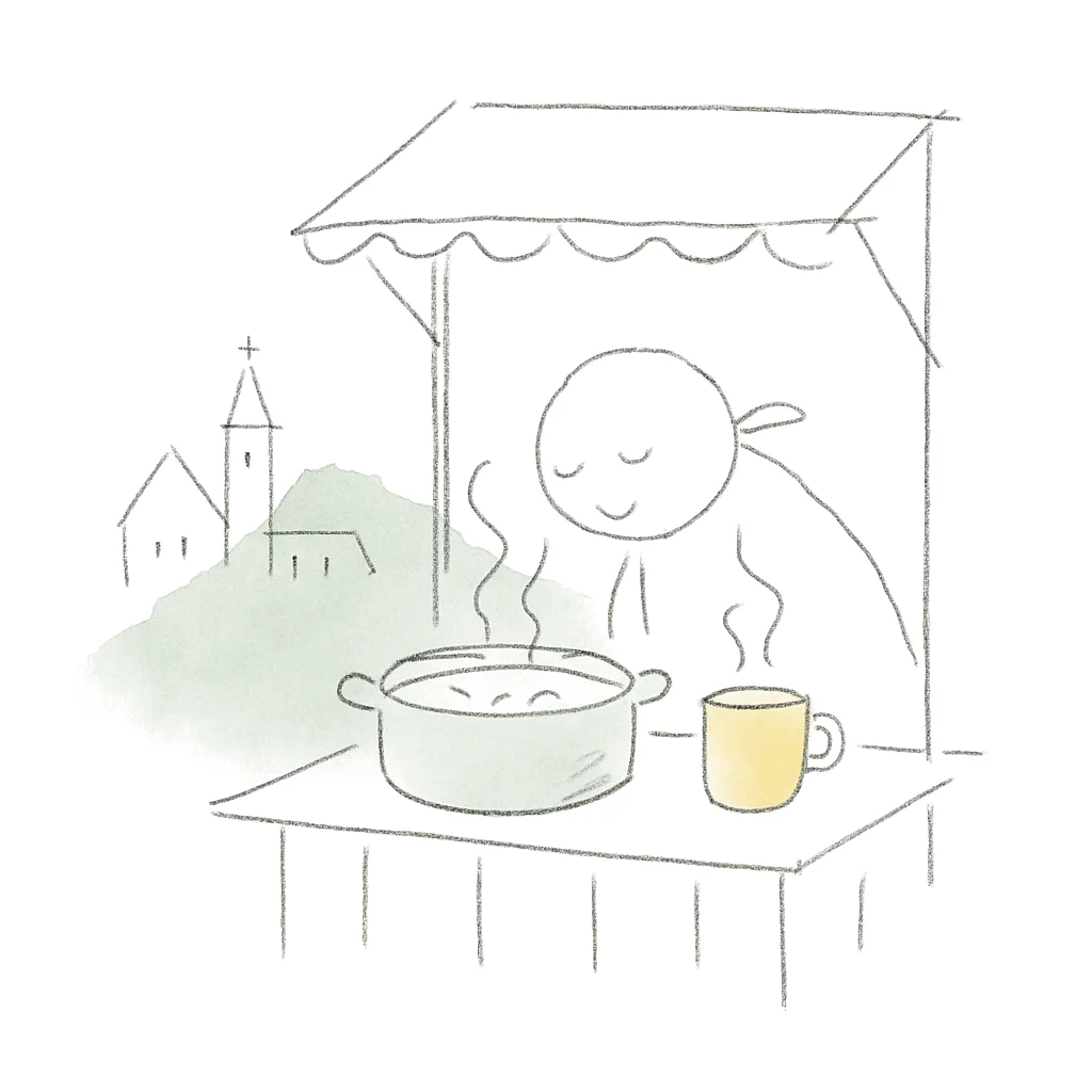 Sketch illustrating the French expression miam