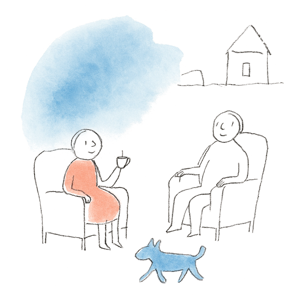 Sketch illustrating the French expression mon cher
