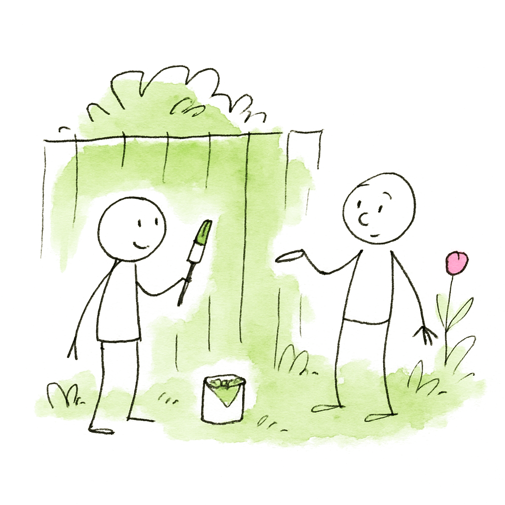 Sketch illustrating the French expression pas mal