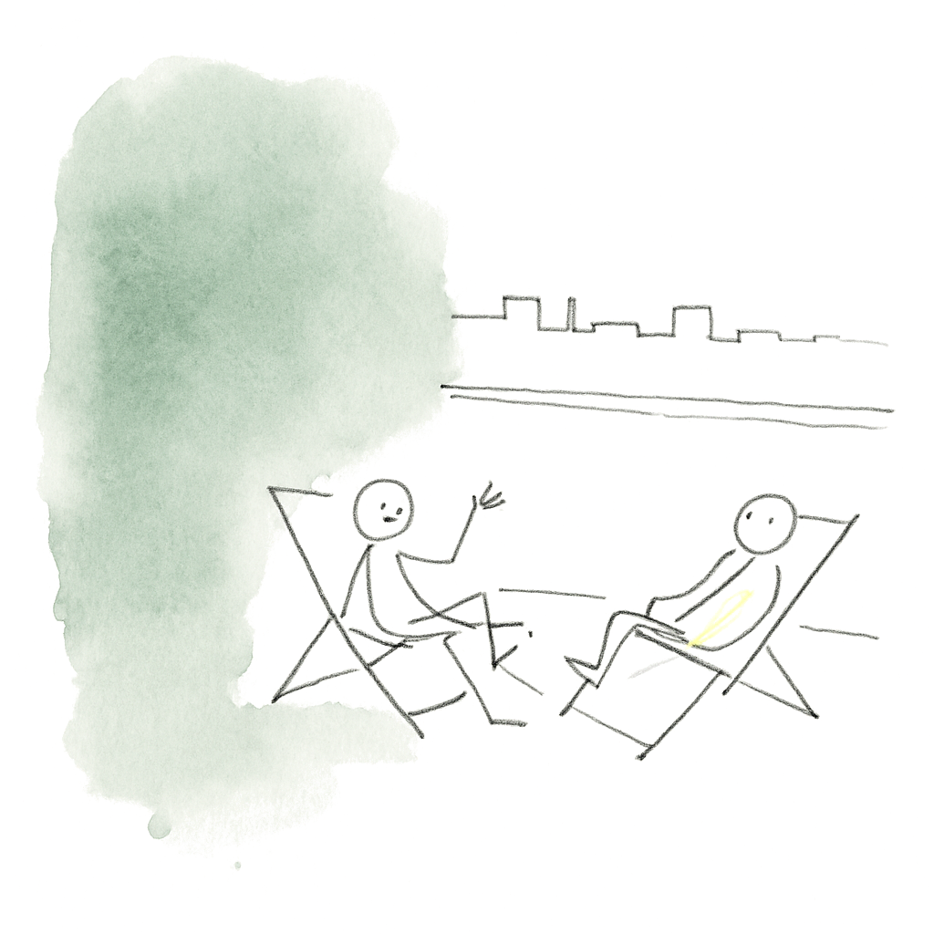Sketch illustrating the French expression sans souci