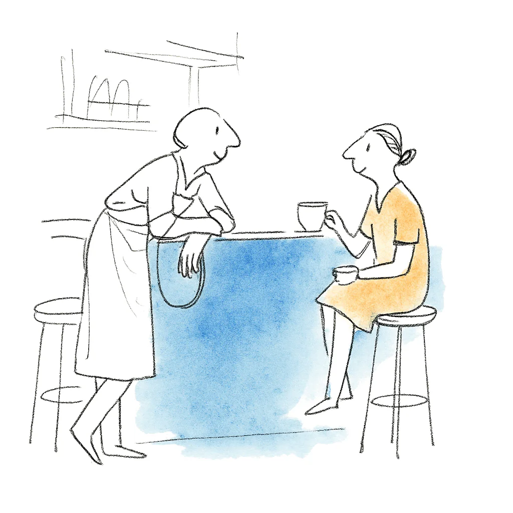 Sketch illustrating the French expression tu fais quoi dans la vie ?