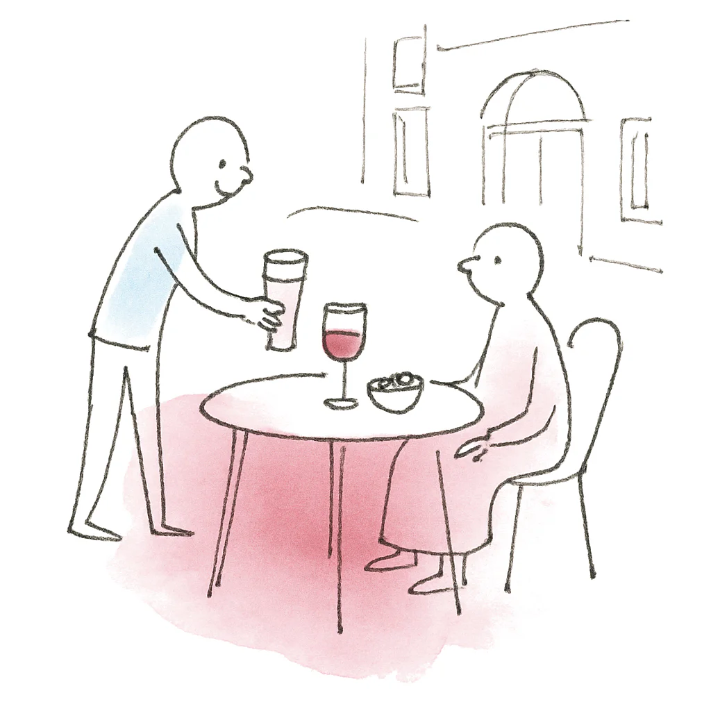 Sketch illustrating the French expression voilà