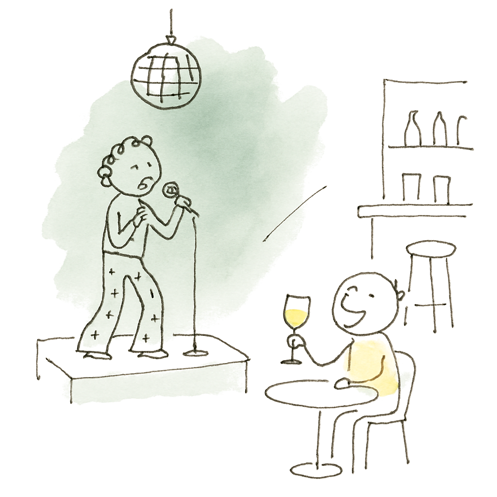 Sketch illustrating the French expression voulez-vous coucher avec moi