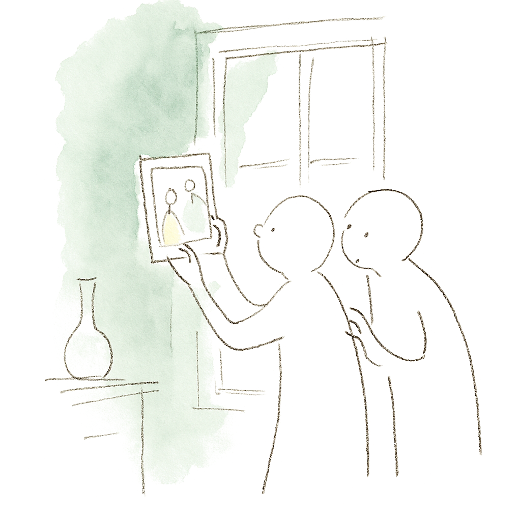 Sketch illustrating the French expression y a